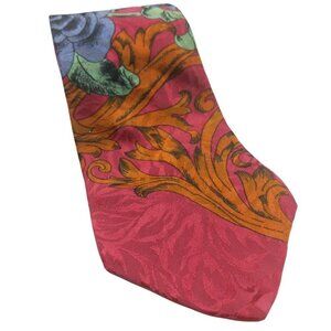 Lourie's Floral Red Blue Orange Novelty Silk Tie